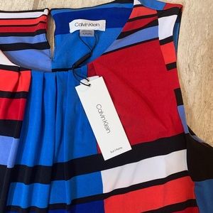 CALVIN KLEIN NWT color lock blue red top suit separate sleeveless
